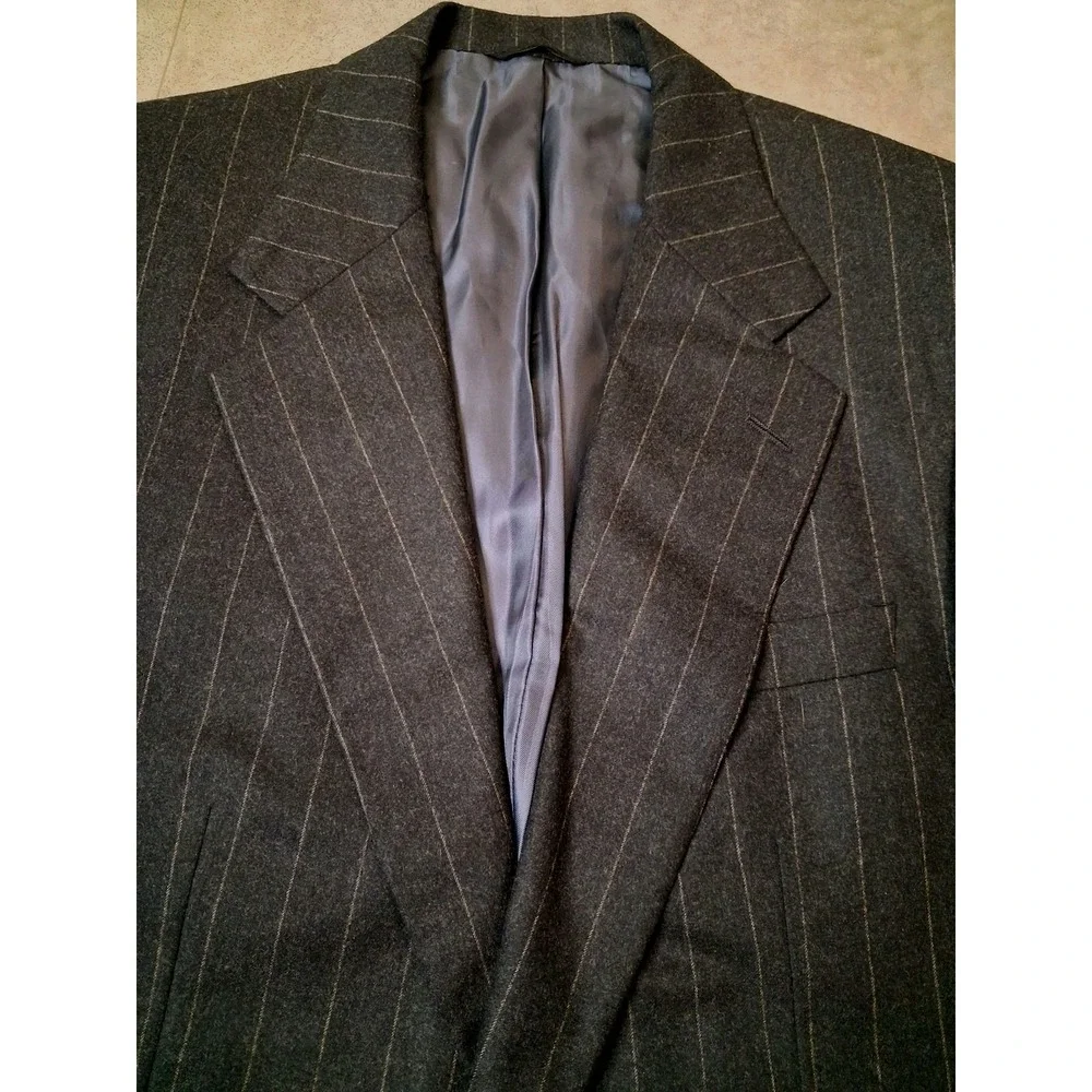 Hilton Wool Mens Gray Stripe Blazer Jacket Size 42 Formal Workwear Office